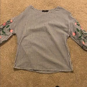 striped 3/4 sleeve shirt